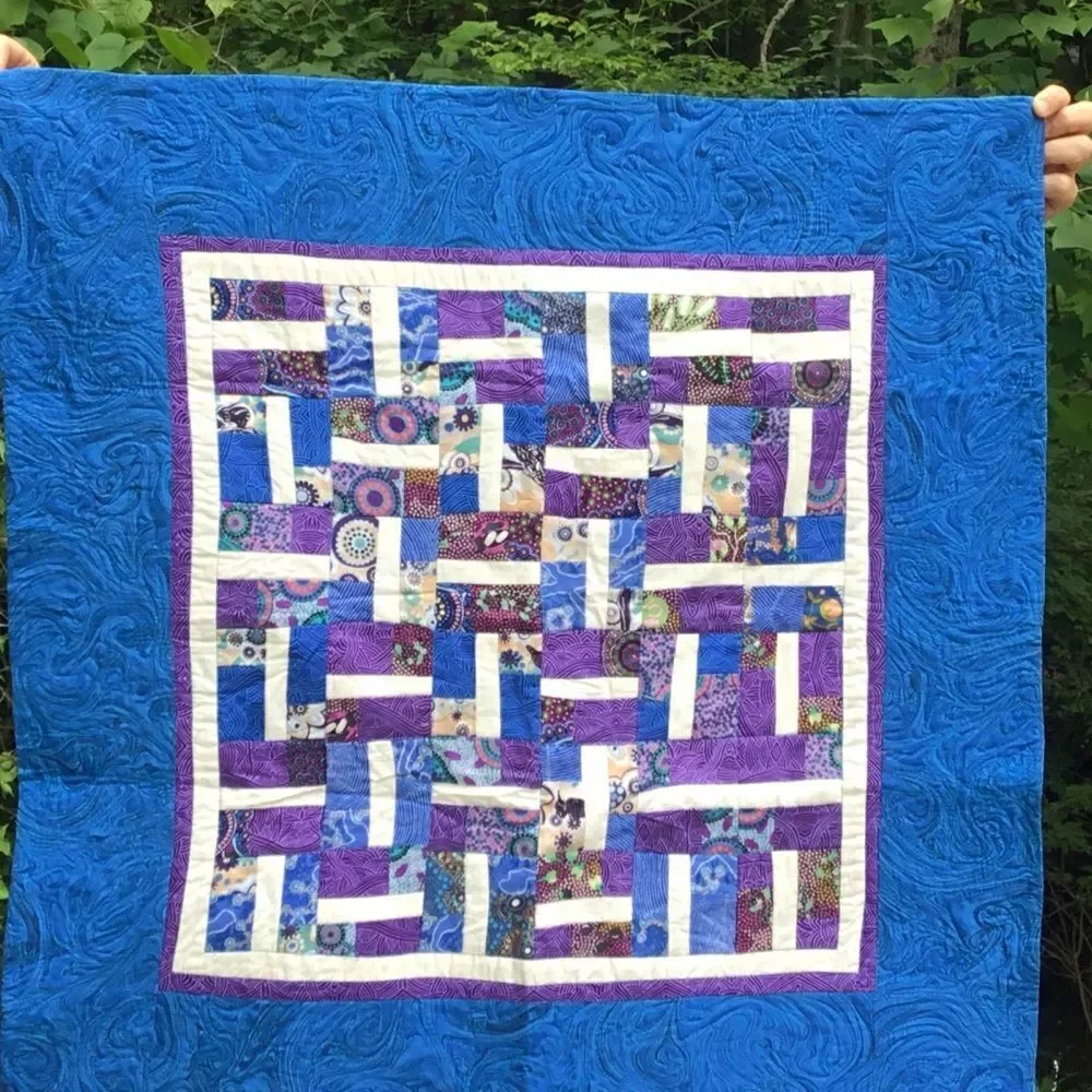 NWT Hand Crafted Blue & Purple Quilt